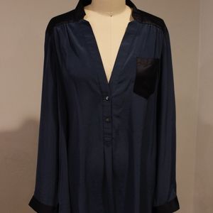 ZOA Half Way Button Down Blouse w/ Front Pocket